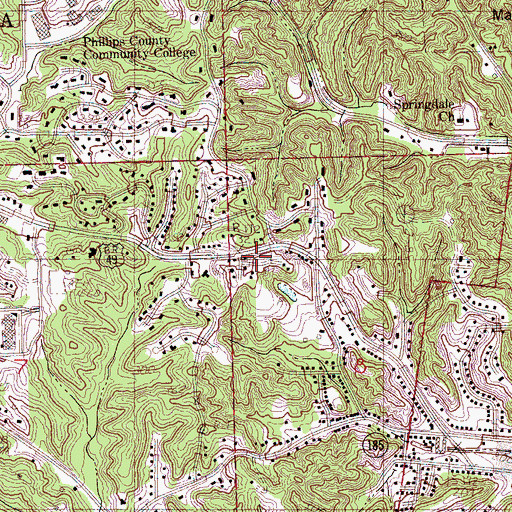 Topographic Map of Fern Hill Fire Station, AR