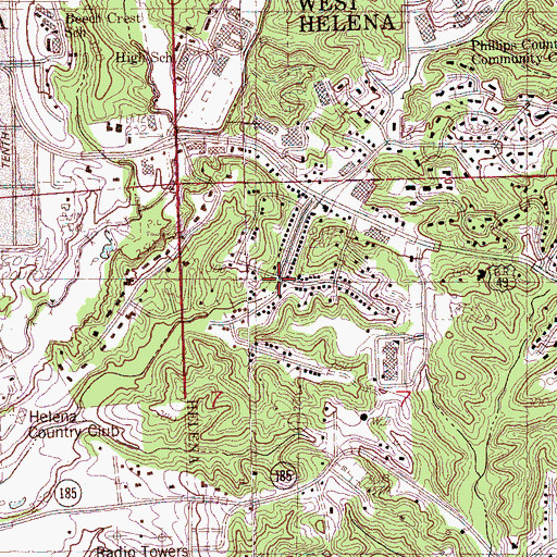 Topographic Map of Midland Heights, AR