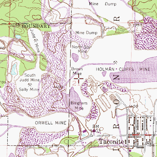 Topographic Map of Brown Mine, MN