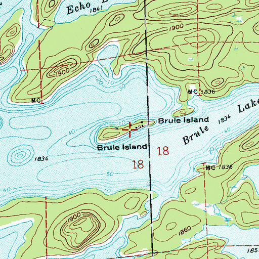 Topographic Map of Brule Island, MN