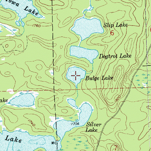 Topographic Map of Bulge Lake, MN
