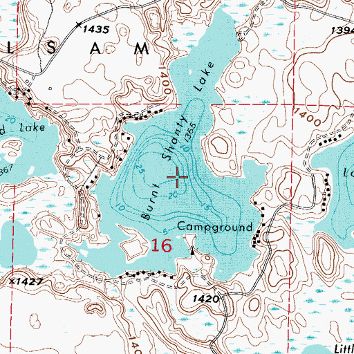 Topographic Map of Burnt Shanty Lake, MN