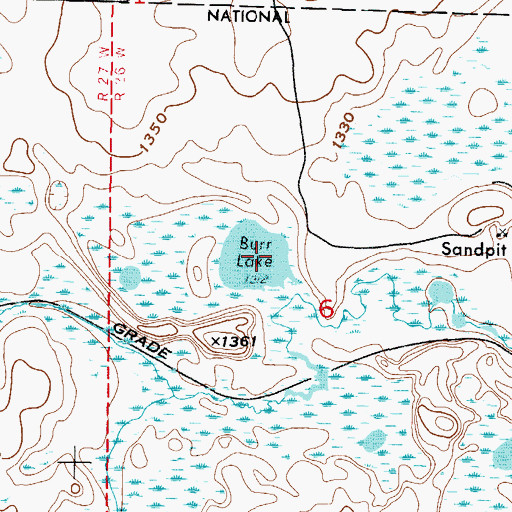 Topographic Map of Burr Lake, MN