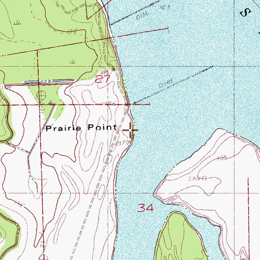 Topographic Map of Prairie Point, AR