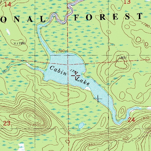 Topographic Map of Cabin Lake, MN