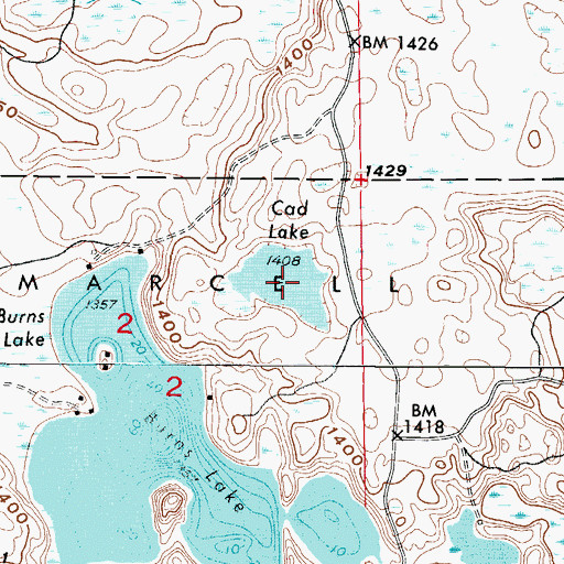 Topographic Map of Cad Lake, MN