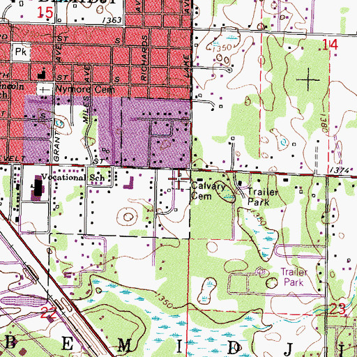 Topographic Map of Calvary Cemetery, MN