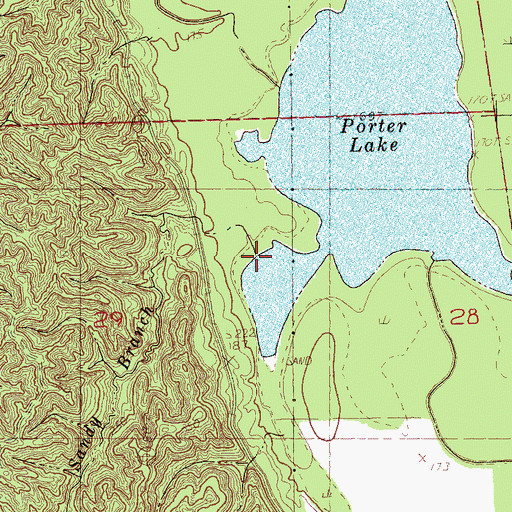Topographic Map of Sandy Branch, AR