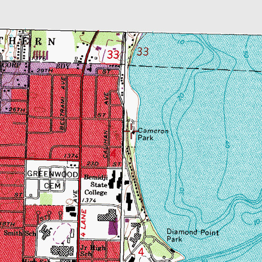 Topographic Map of Cameron Park, MN