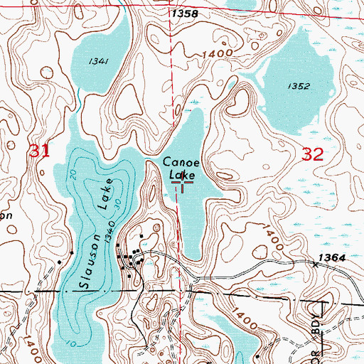 Topographic Map of Canoe Lake, MN