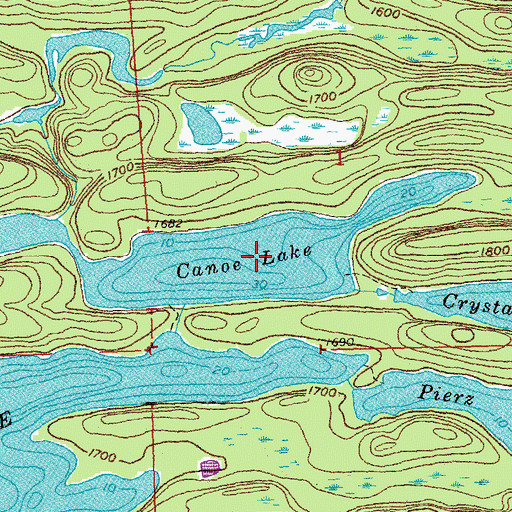 Topographic Map of Canoe Lake, MN