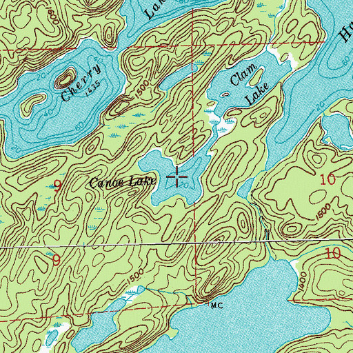 Topographic Map of Canoe Lake, MN