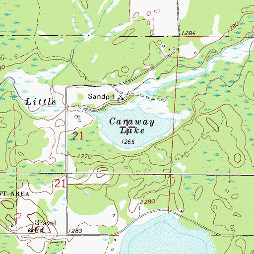 Topographic Map of Caraway Lake, MN