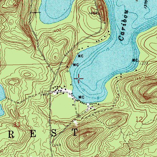 Topographic Map of Caribou Lake, MN