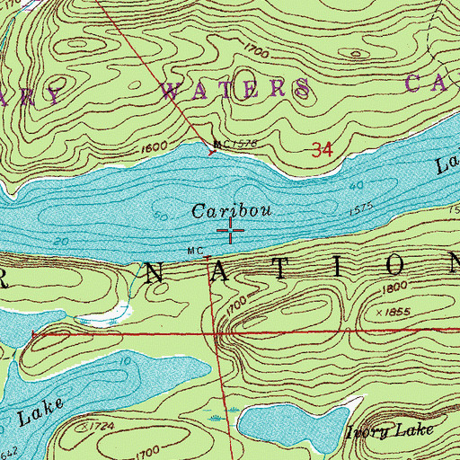 Topographic Map of Caribou Lake, MN