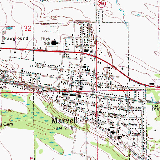 Topographic Map of First Baptist Church, AR