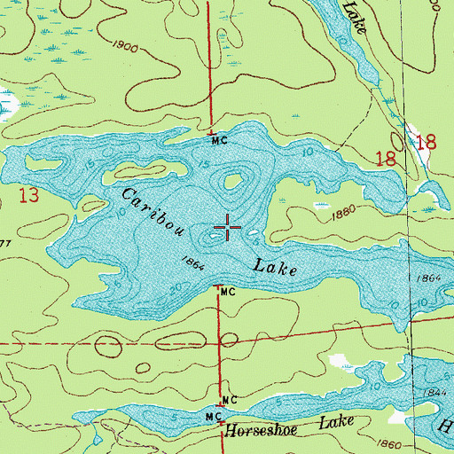 Topographic Map of Caribou Lake, MN