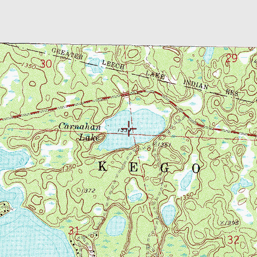 Topographic Map of Carnahan Lake, MN