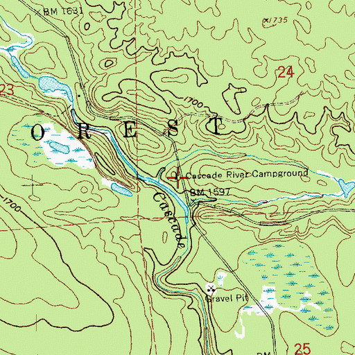 Topographic Map of Cascade River Campground, MN