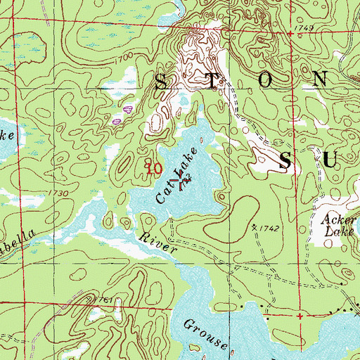 Topographic Map of Cat Lake, MN