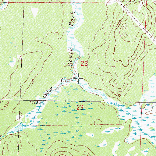 Topographic Map of Cedar Creek, MN