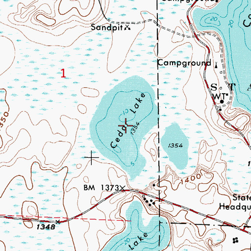Topographic Map of Cedar Lake, MN