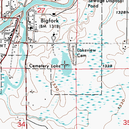 Topographic Map of Cemetery Lake, MN
