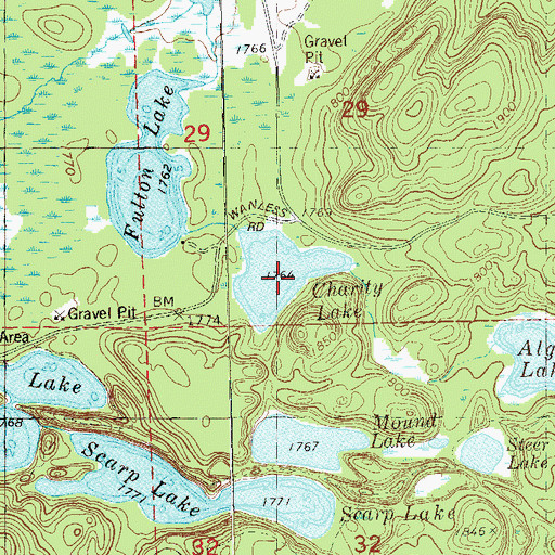 Topographic Map of Charity Lake, MN