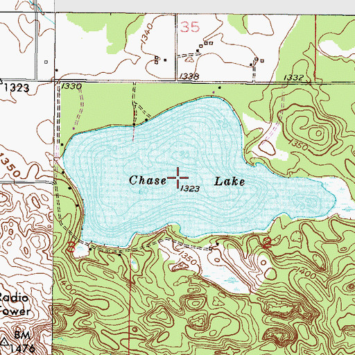 Topographic Map of Chase Lake, MN
