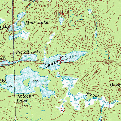Topographic Map of Chase Lake, MN
