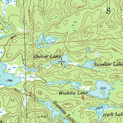 Topographic Map of Choker Lake, MN