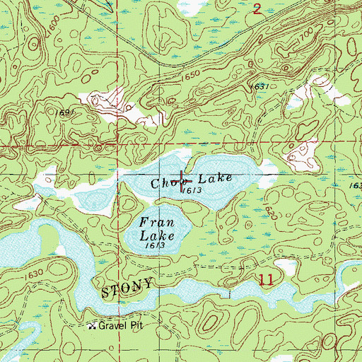 Topographic Map of Chow Lake, MN