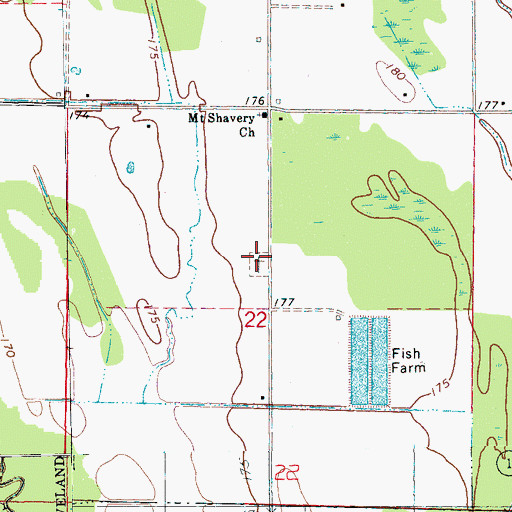 Topographic Map of Mount Shavery Cemetery, AR