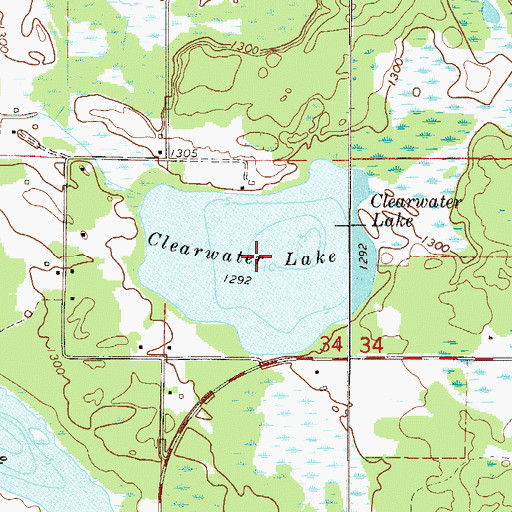 Topographic Map of Clearwater Lake, MN