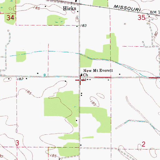 Topographic Map of Hicks School (historical), AR