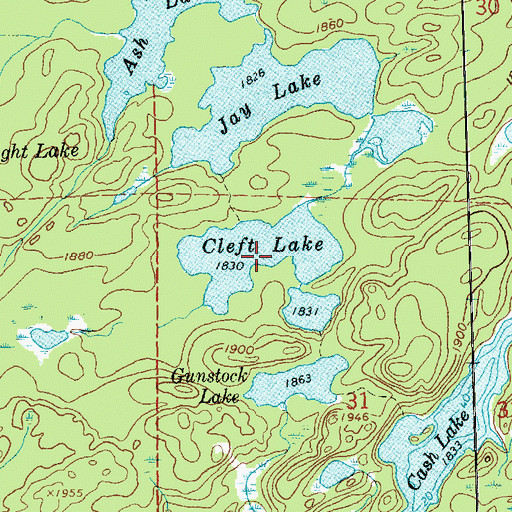 Topographic Map of Cleft Lake, MN