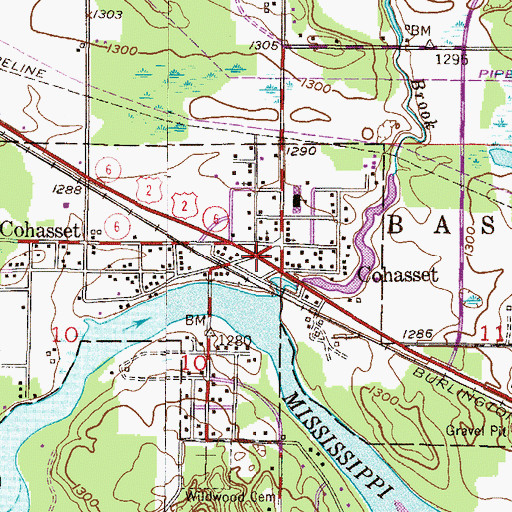 Topographic Map of Cohasset, MN