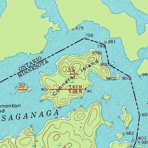 Topographic Map of Conners Island, MN