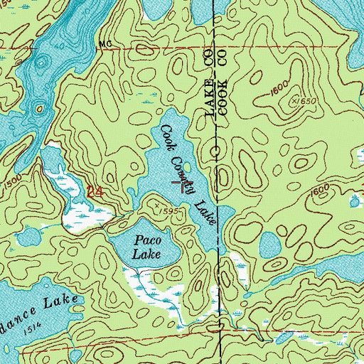 Topographic Map of Cook County Lake, MN