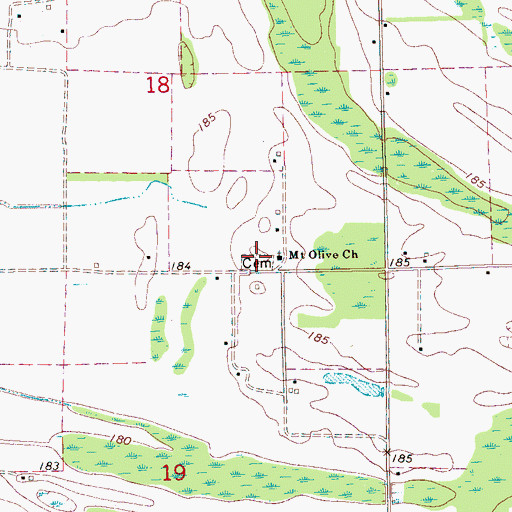 Topographic Map of Mount Olive Cemetery, AR