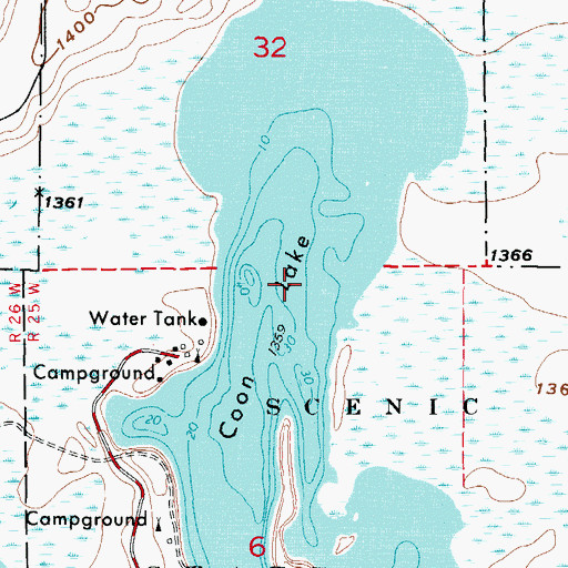 Topographic Map of Coon Lake, MN