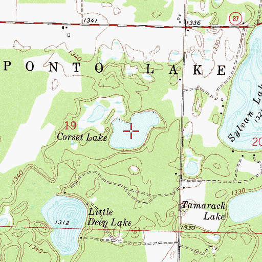 Topographic Map of Corset Lake, MN