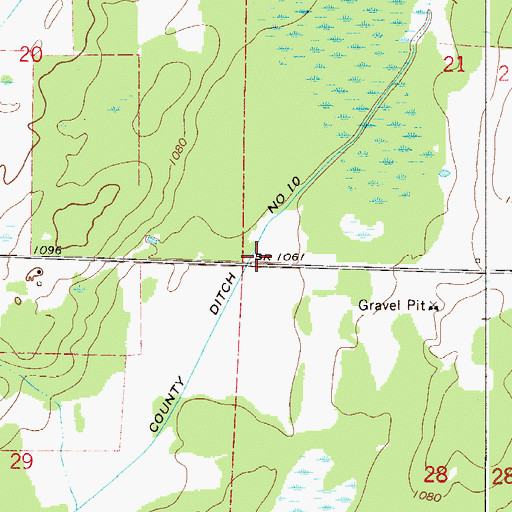Topographic Map of County Ditch Number Ten, MN