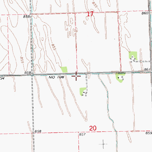 Topographic Map of County Ditch Number One Hundred Eight, MN