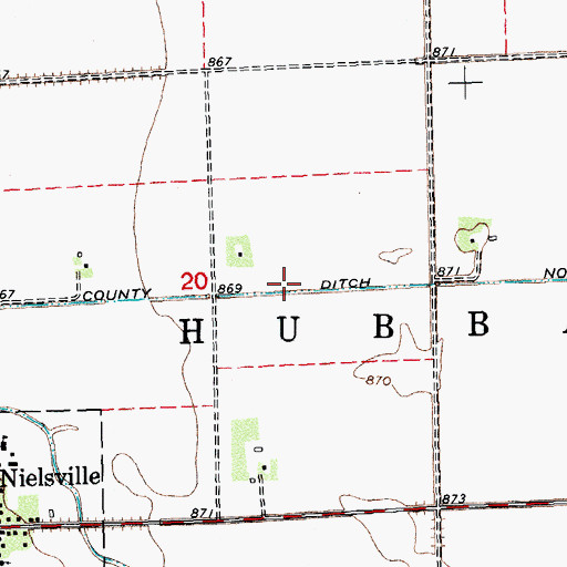 Topographic Map of County Ditch Number One Hundred Sixtysix, MN