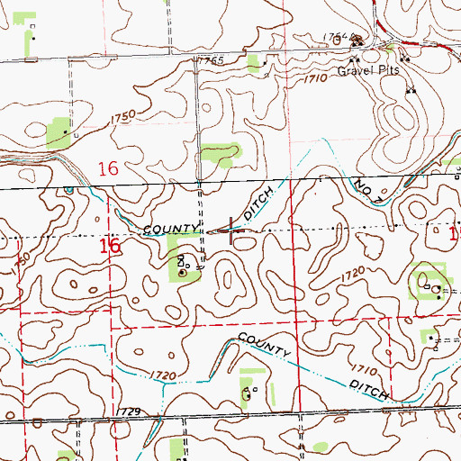 Topographic Map of County Ditch Number Seven, MN