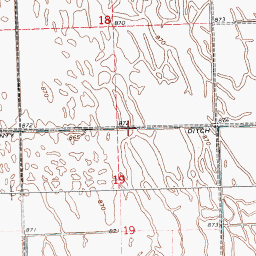 Topographic Map of County Ditch Number Ninetythree, MN