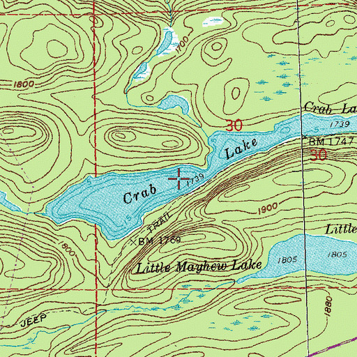 Topographic Map of Crab Lake, MN
