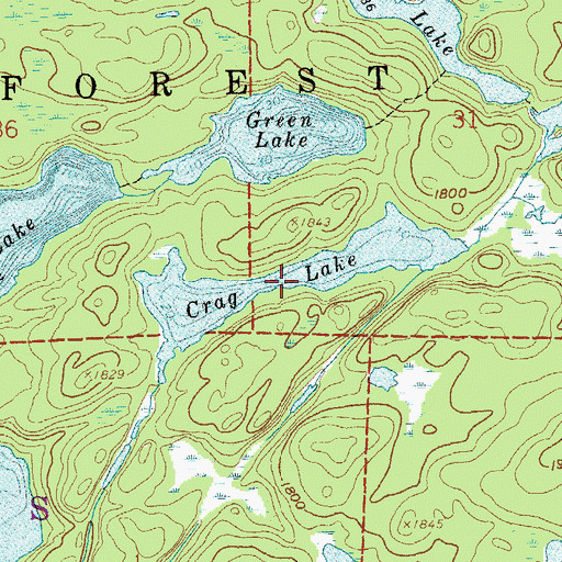 Topographic Map of Crag Lake, MN