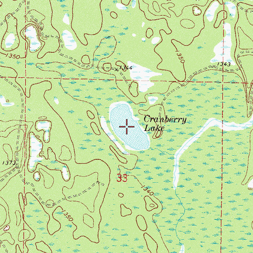 Topographic Map of Cranberry Lake, MN